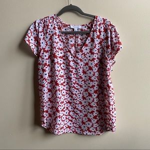 Nine West shirt sleeve orange flowery top …